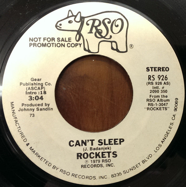 The Rockets (5) : Can't Sleep (7", Promo, Styrene)