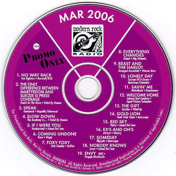 Various : Promo Only Modern Rock Radio: March 2006 (CD, Comp, Promo)