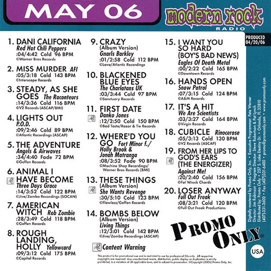 Various : Promo Only Modern Rock Radio: May 2006 (CD, Comp, Promo)