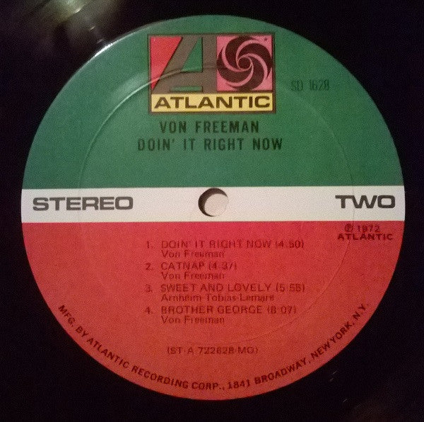 Von Freeman : Doin' It Right Now (LP, Album, MO)
