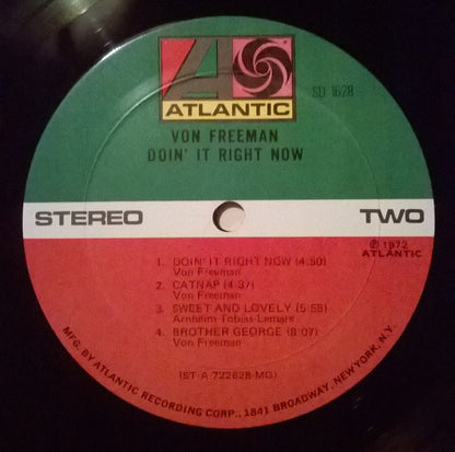 Von Freeman : Doin' It Right Now (LP, Album, MO)