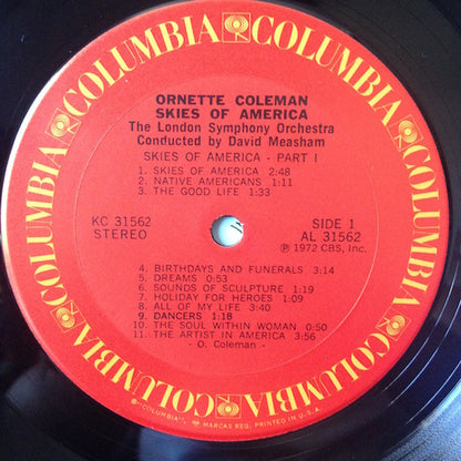Ornette Coleman, London Symphony Orchestra  Conducted By  David Measham : Skies Of America (LP, Album)