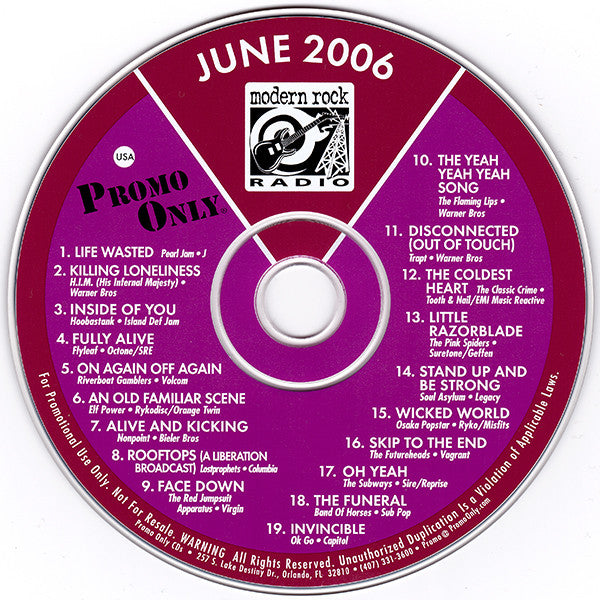 Various : Promo Only Modern Rock Radio: June 2006 (CD, Comp, Promo)