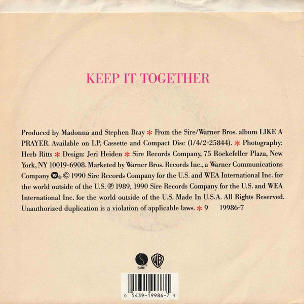 Madonna : Keep It Together (7", Single)