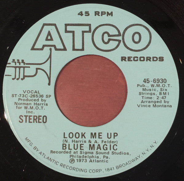 Blue Magic : Look Me Up (7", Single, Mono, Promo, SP )