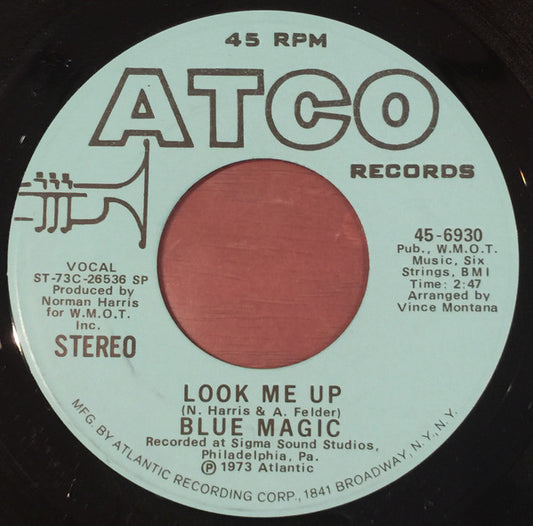 Blue Magic : Look Me Up (7", Single, Mono, Promo, SP )