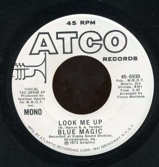 Blue Magic : Look Me Up (7", Single, Mono, Promo, SP )