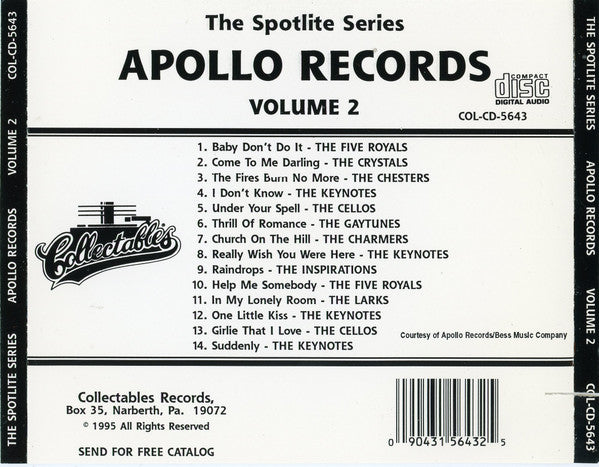 Various : Spotlite On Apollo Records, Volume 2 (CD, Comp)