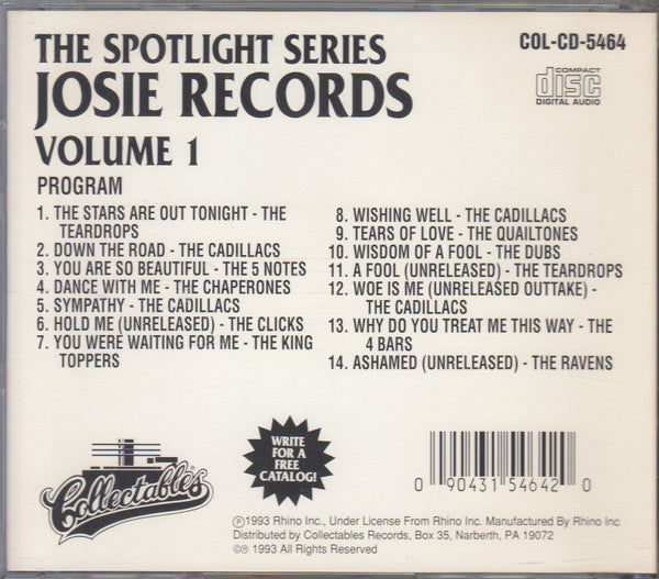 Various : Spotlite On Josie Records, Volume 1 (CD, Comp)