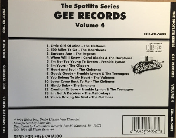 Various : Spotlite On Gee Records, Volume 4 (CD, Comp)
