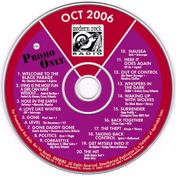 Various : Promo Only Modern Rock Radio: October 2006 (CD, Comp, Promo)