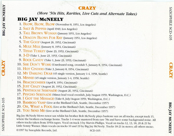 Big Jay McNeely : Crazy (CD, Comp)