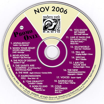 Various : Promo Only Modern Rock Radio: November 2006 (CD, Comp, Promo)