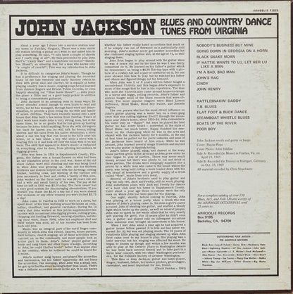 John Jackson (4) : Blues And Country Dance Tunes From Virginia (LP, Album, Mono)