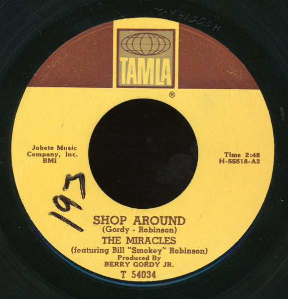 The Miracles : Shop Around / Who's Lovin You (7", Mono, RP)
