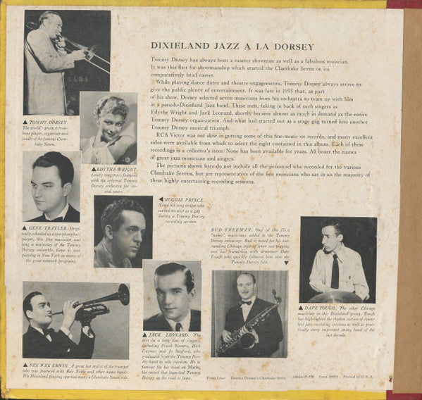 Tommy Dorsey And His Clambake Seven : Tommy Dorsey's Clambake Seven (4xShellac, 10", Album, Comp, RE, Cam)