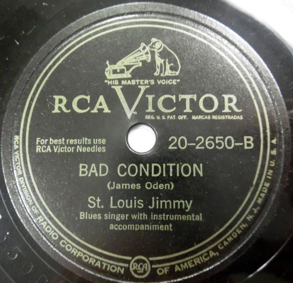 St. Louis Jimmy Oden : Dog House Blues / Bad Condition (Shellac, 10")