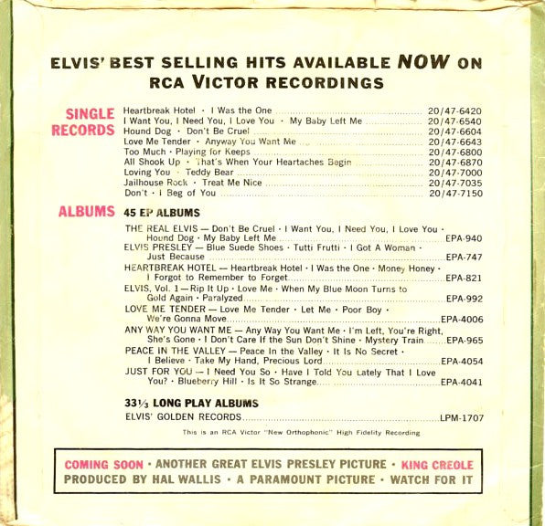 Elvis Presley : Wear My Ring Around Your Neck / Doncha' Think It's Time (7", Single, Ind)