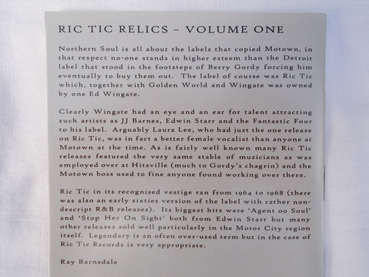 Various : Ric-Tic Relics Volume 1 (CD, Comp, Unofficial)