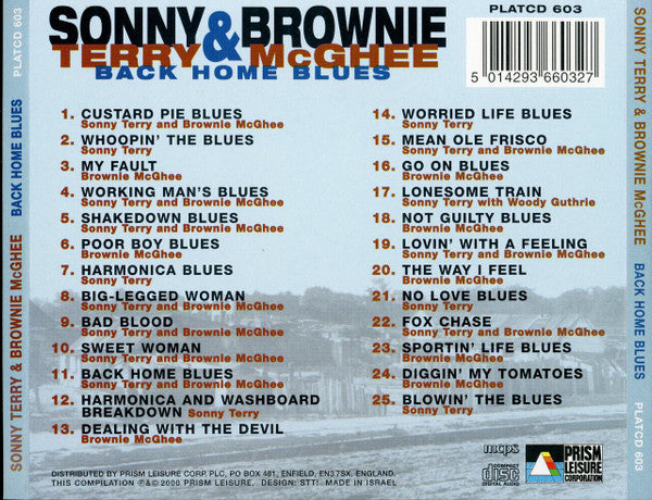 Sonny Terry & Brownie McGhee : Back Home Blues (CD, Comp)