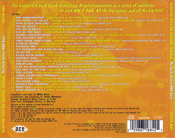 Various : Surefire Hits On Central Avenue - The South Central R&B Scene (CD, Comp)