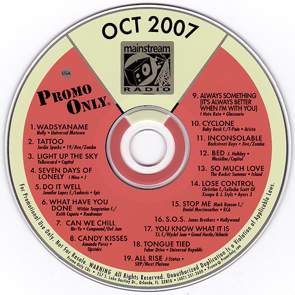 Various : Promo Only Mainstream Radio: October 07 (CD, Comp, Promo)