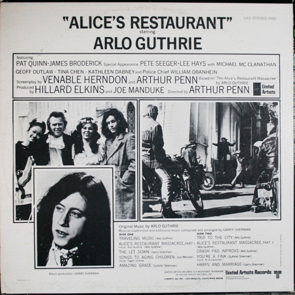 Arlo Guthrie, Garry Sherman : Alice's Restaurant (Original Motion Picture Score) (LP, Album)
