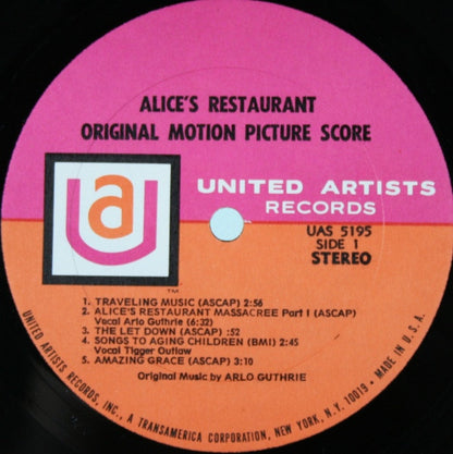 Arlo Guthrie, Garry Sherman : Alice's Restaurant (Original Motion Picture Score) (LP, Album)