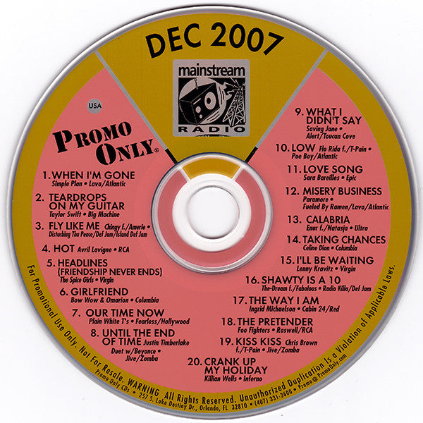 Various : Promo Only Mainstream Radio: December 07 (CD, Comp, Promo)