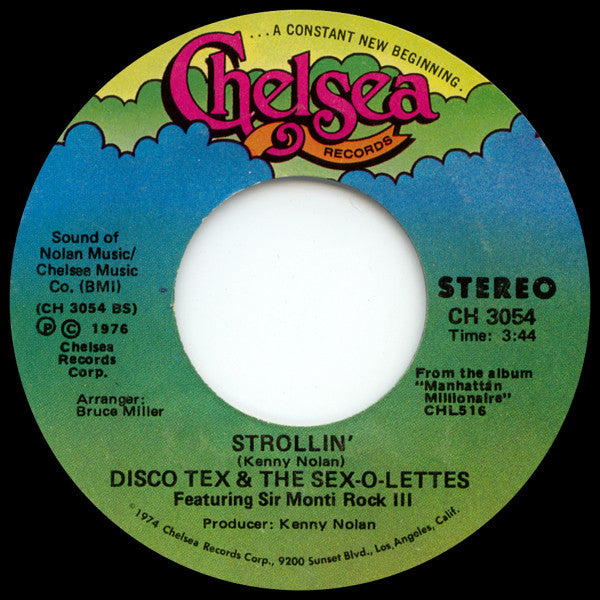 Disco Tex & His Sex-O-Lettes Featuring Sir Monti Rock III : We're Havin' A Party (It's Gonna Be Alright) / Strollin' (7", Styrene)