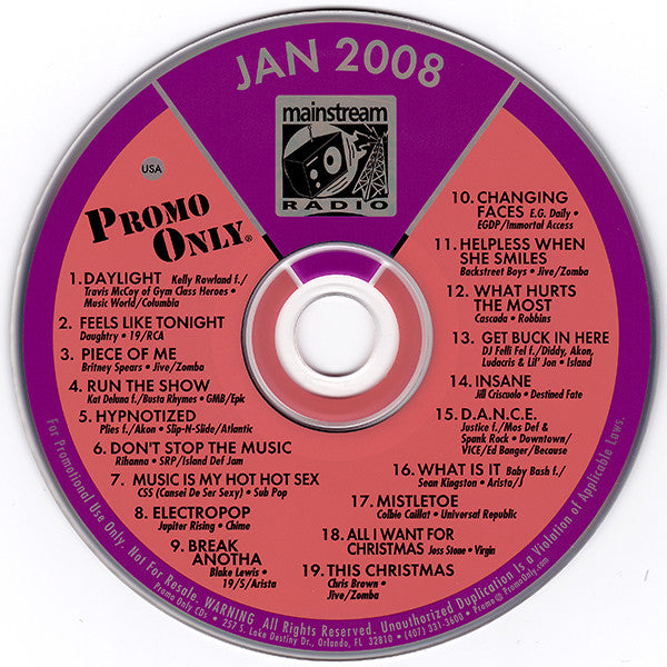 Various : Promo Only Mainstream Radio: January 08 (CD, Comp, Promo)