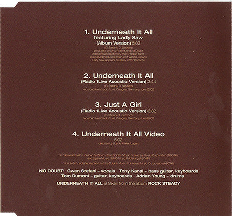 No Doubt : Underneath It All (CD, Single, Enh)
