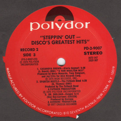 Various : Steppin' Out - Disco's Greatest Hits (2xLP, Comp, Mixed, Mon)