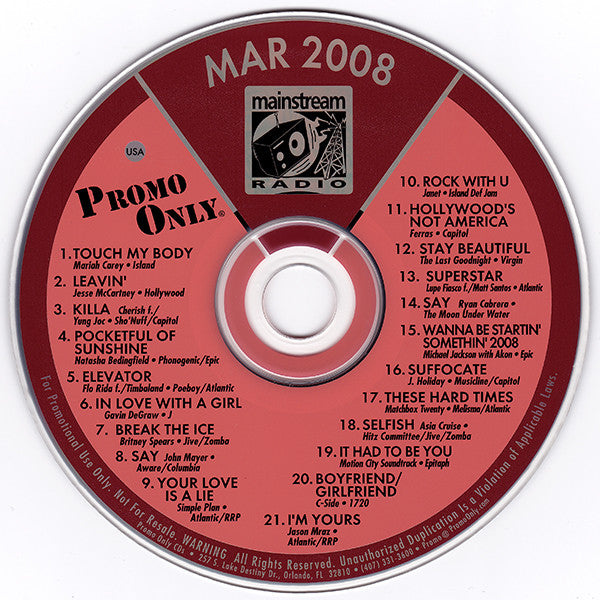 Various : Promo Only Mainstream Radio: March 08 (CD, Comp, Promo)