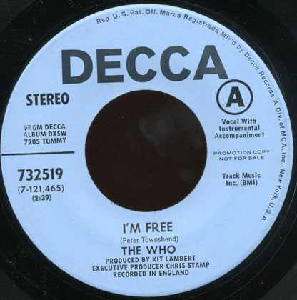 The Who : I'm Free (7", Single, Promo)