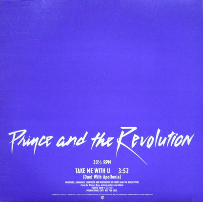 Prince And The Revolution : Take Me With U (12", Single, Promo)
