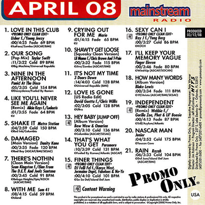 Various : Promo Only Mainstream Radio: April 2008 (CD, Comp, Promo)