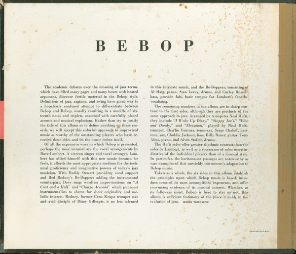 Various : Bebop (3xShellac, 10", Album, Comp)