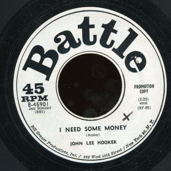 John Lee Hooker : No More Doggin' / I Need Some Money (7", Promo)