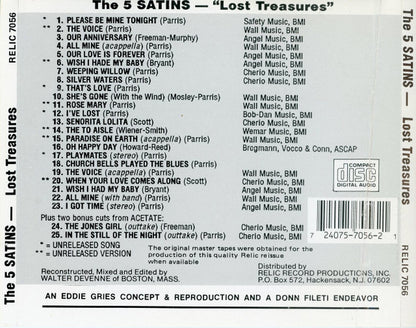 The Five Satins : Lost Treasures (CD, Comp)