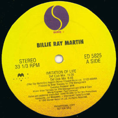 Billie Ray Martin : Imitation Of Life (12", Promo)