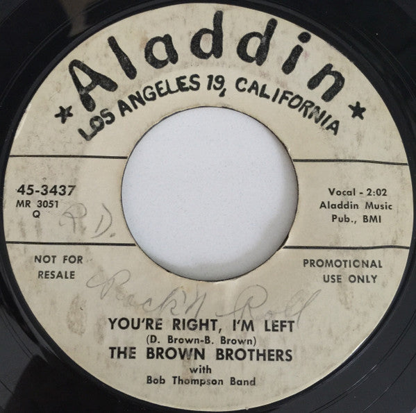 The Brown Brothers (5) With Bob Thompson Band : Let The Good Times Roll / You're Right I'm Left (7", Single, Promo, Styrene)