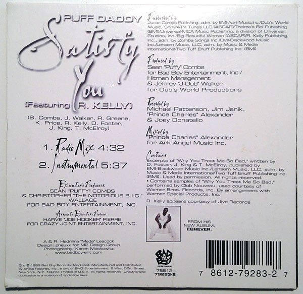 Puff Daddy Featuring R. Kelly : Satisfy You (CD, Single)