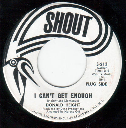 Donald Height : I Can't Get Enough / We Gotta Make Up (7", Promo)