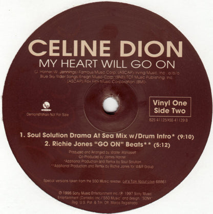 Céline Dion : My Heart Will Go On (2x12", Promo)