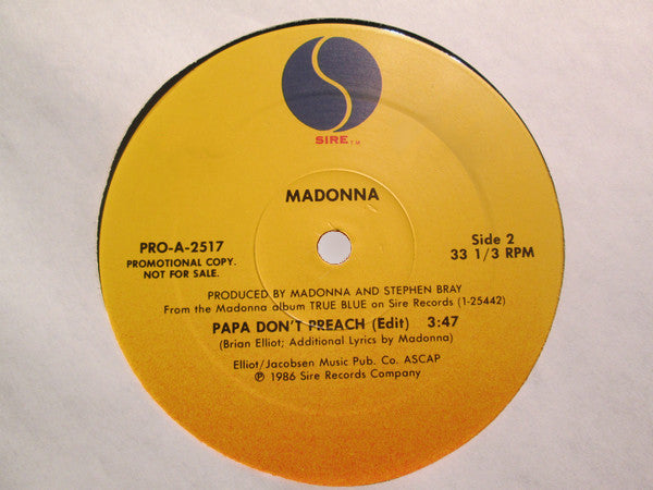 Madonna : Papa Don't Preach (12", Promo)