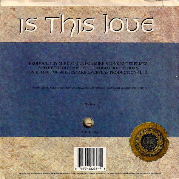 Whitesnake : Is This Love  (7", Single, Promo)