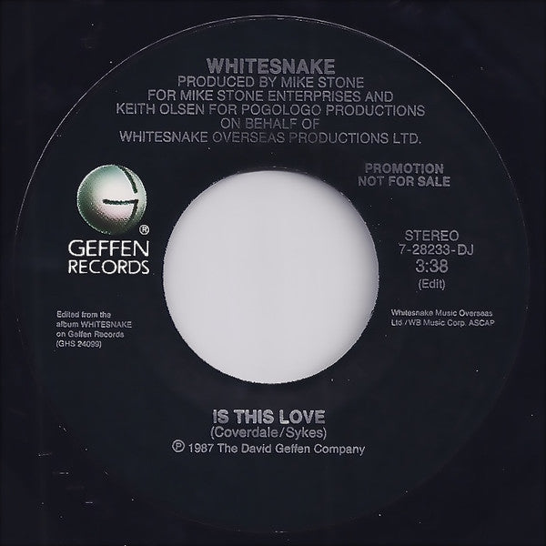 Whitesnake : Is This Love  (7", Single, Promo)