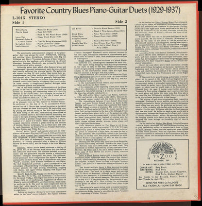 Various : Favorite Country Blues Guitar-Piano Duets (1929-1937) (LP, Comp, Bla)