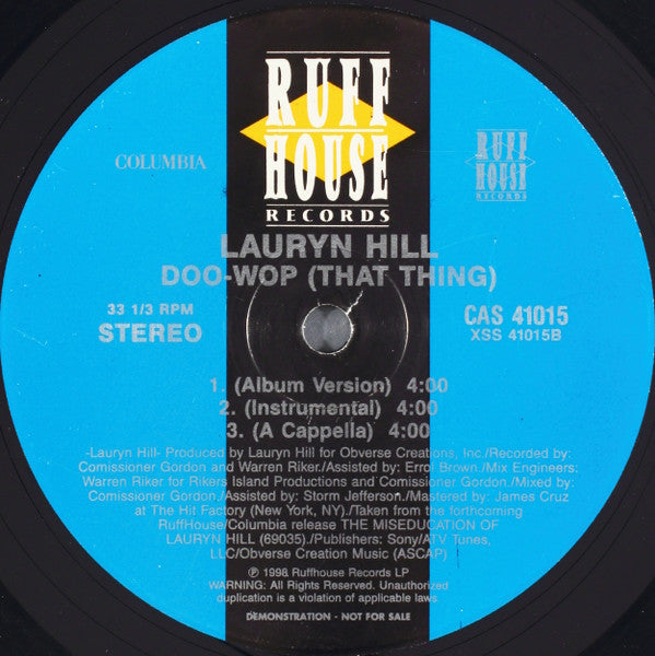 Lauryn Hill : Doo-Wop (That Thing) (12", Promo)